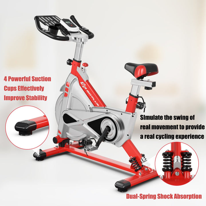 Indoor Stationary Exercise Cycle Bike Bicycle Workout w/ Large Holder Red Image 7