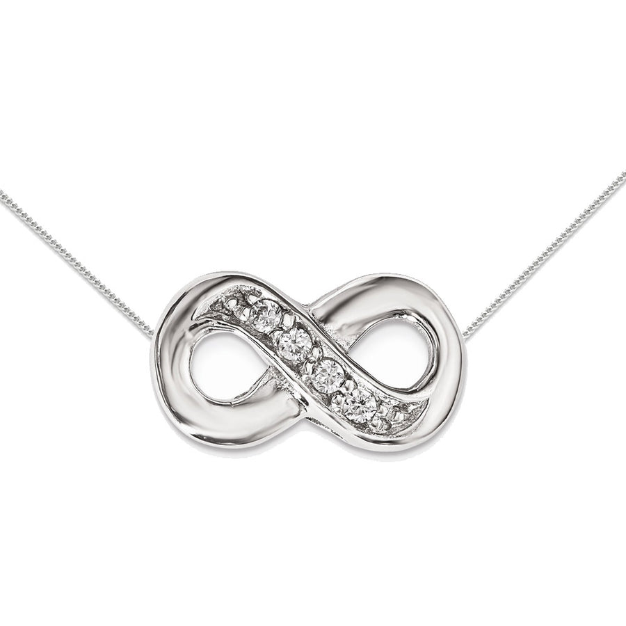 Sterling Silver Infinity Charm Pendant Necklace with Cubic Zirconia (CZ) (CZ) and chain Image 1