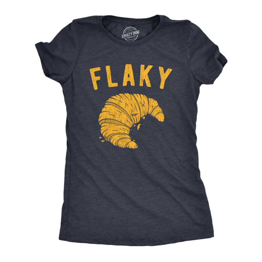 Womens Flaky Tshirt Funny Croissant Crumbs Novelty Food Graphic Tee For Ladies Image 1