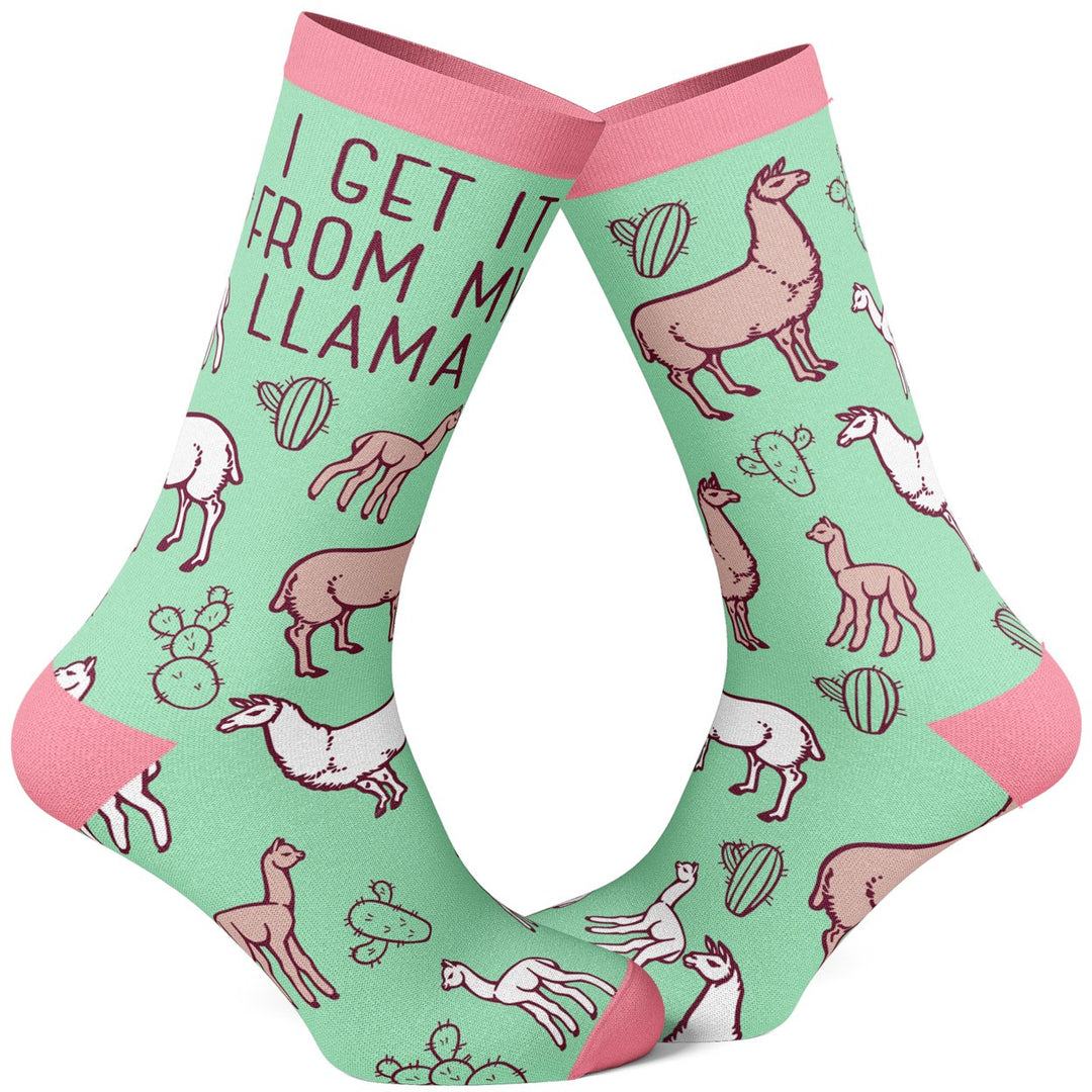 Womens I Get It From My Llama Socks Funny Alpaca Cute Animal Novelty Footwear Image 1