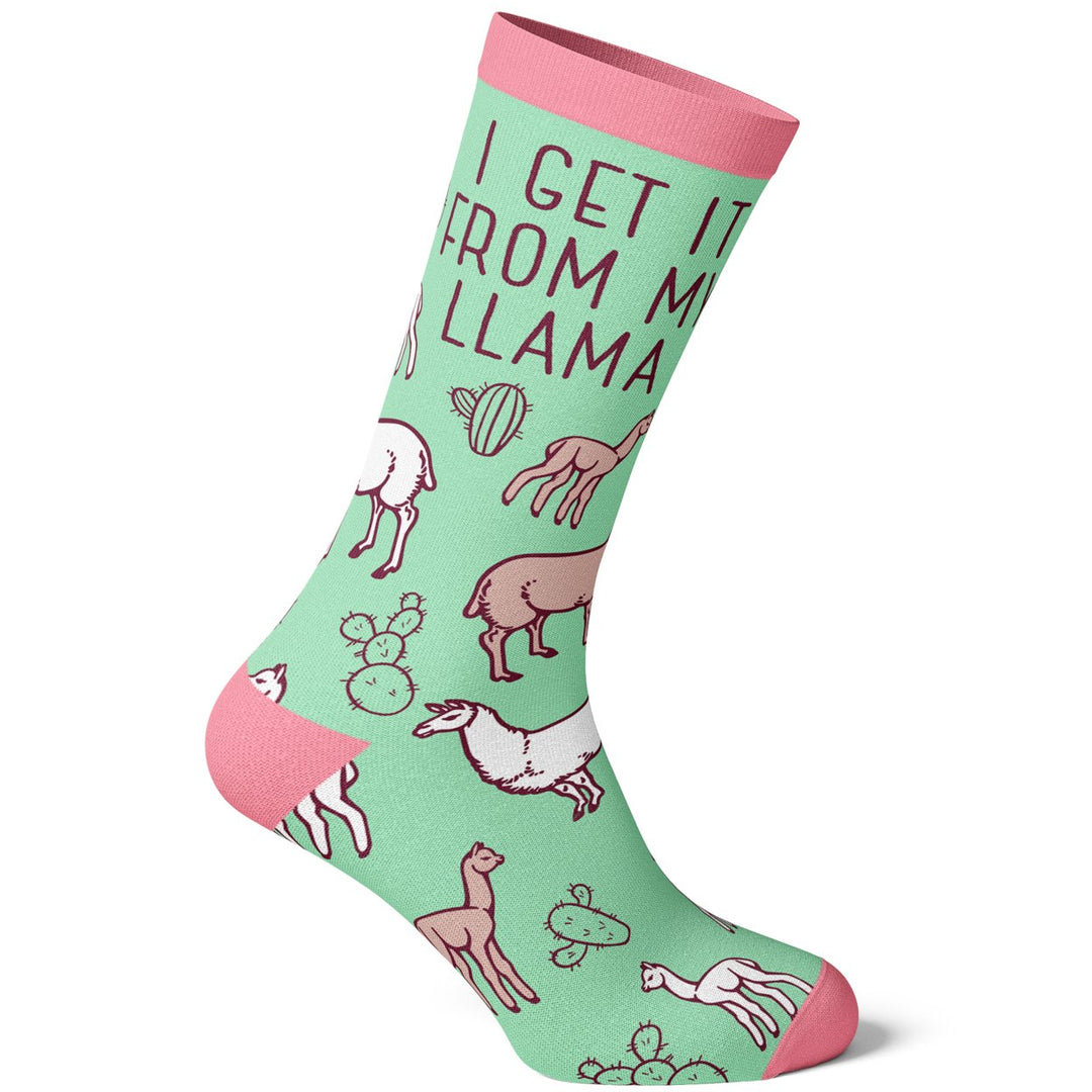 Womens I Get It From My Llama Socks Funny Alpaca Cute Animal Novelty Footwear Image 4