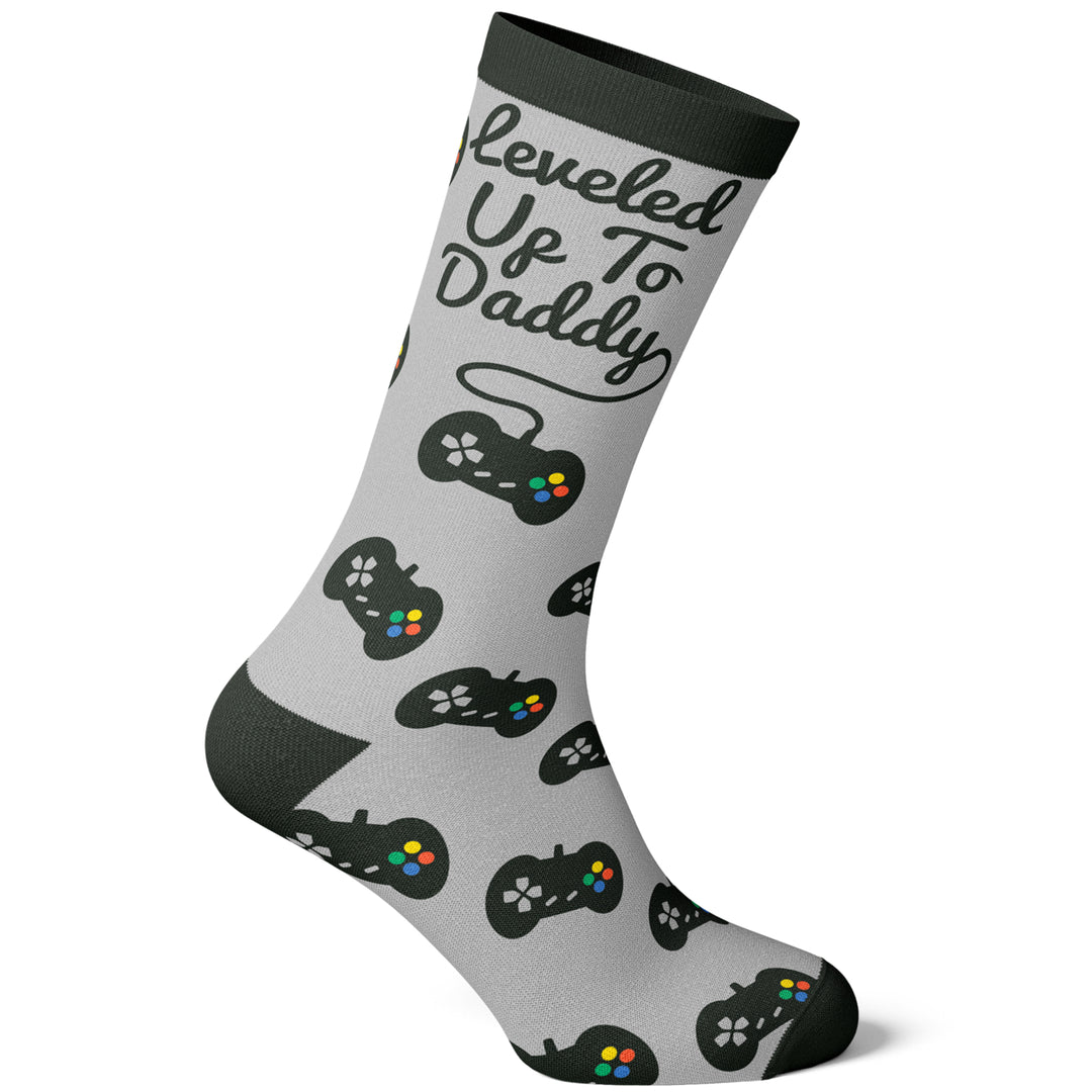 Mens Leveled Up To Daddy Socks Funny Video Game Fathers Day Novelty Graphic Footwear Image 4