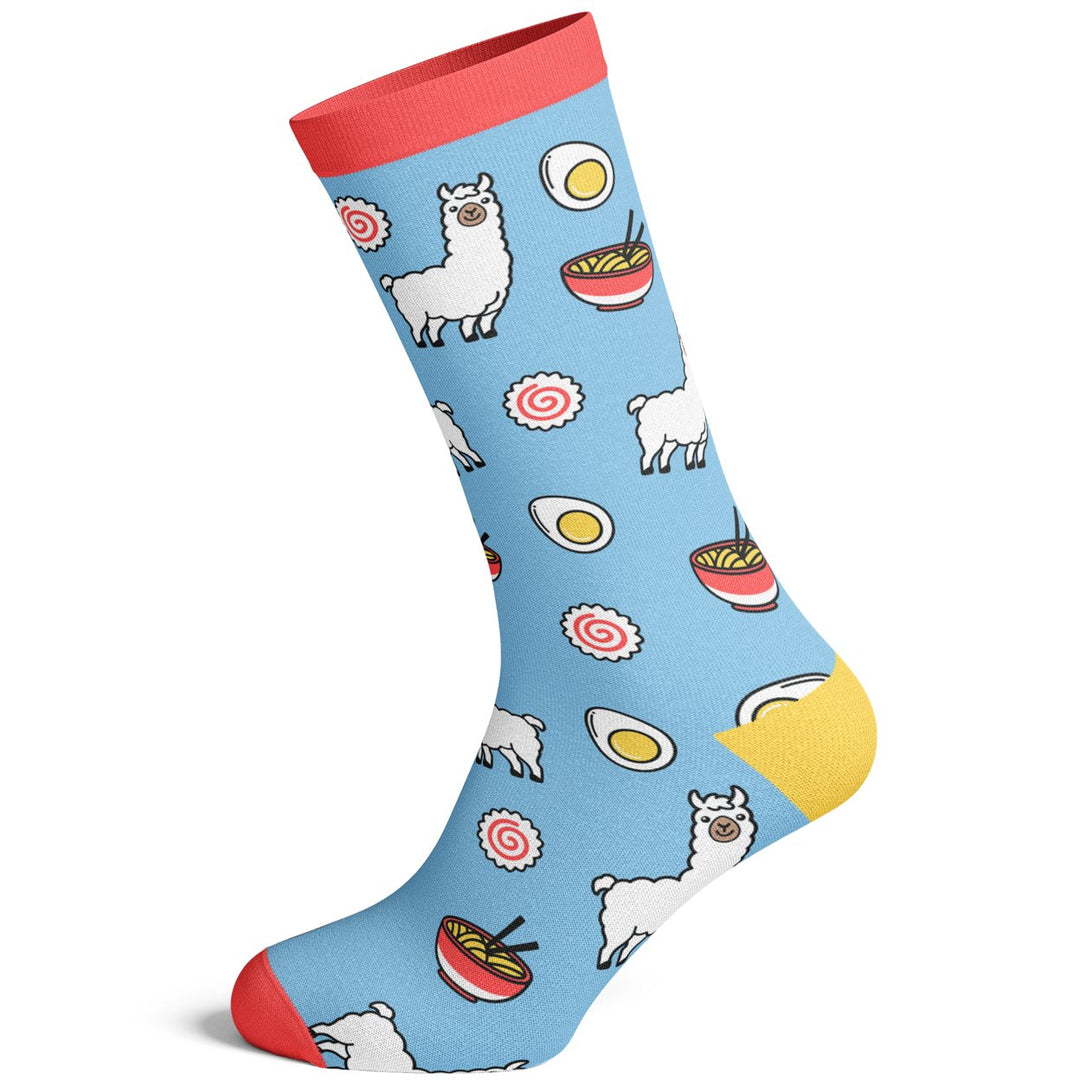 Womens Llamen Socks Funny Llama Ramen Noodles Takeout Novelty Graphic Footwear Image 2