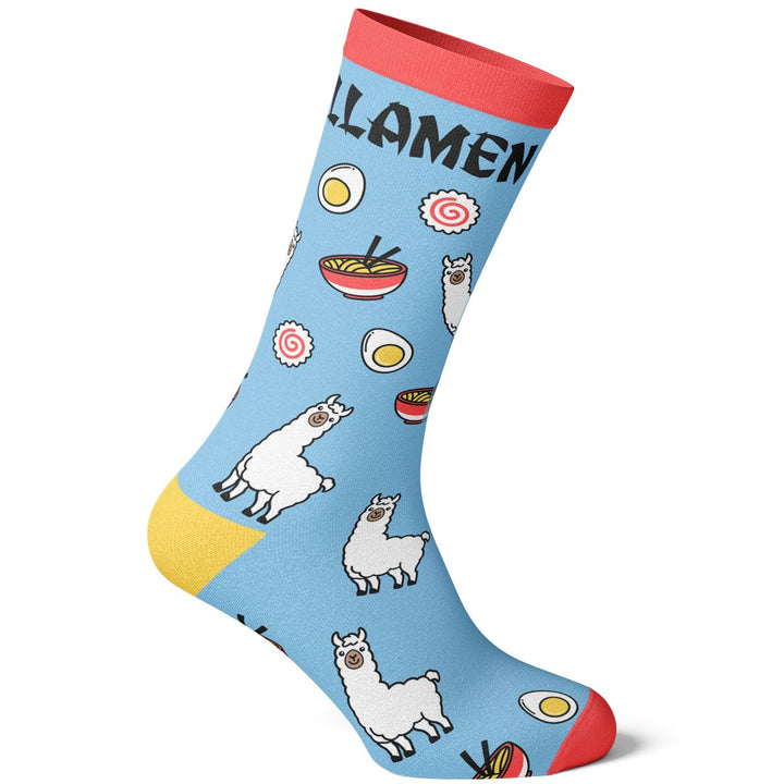 Womens Llamen Socks Funny Llama Ramen Noodles Takeout Novelty Graphic Footwear Image 4