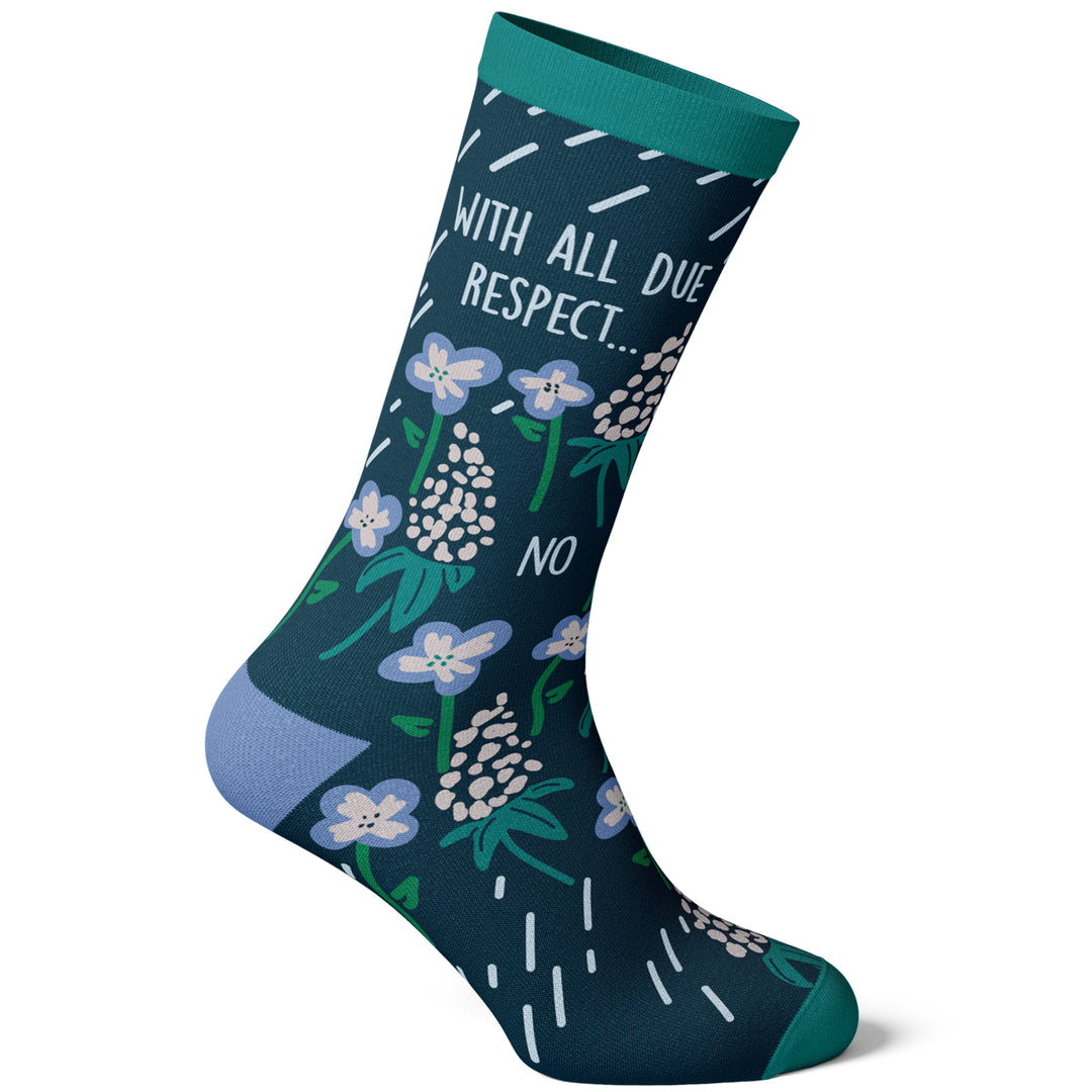 Womens With All Due Respect No Socks Funny Sarcastic Flower Graphic Footwear Image 4