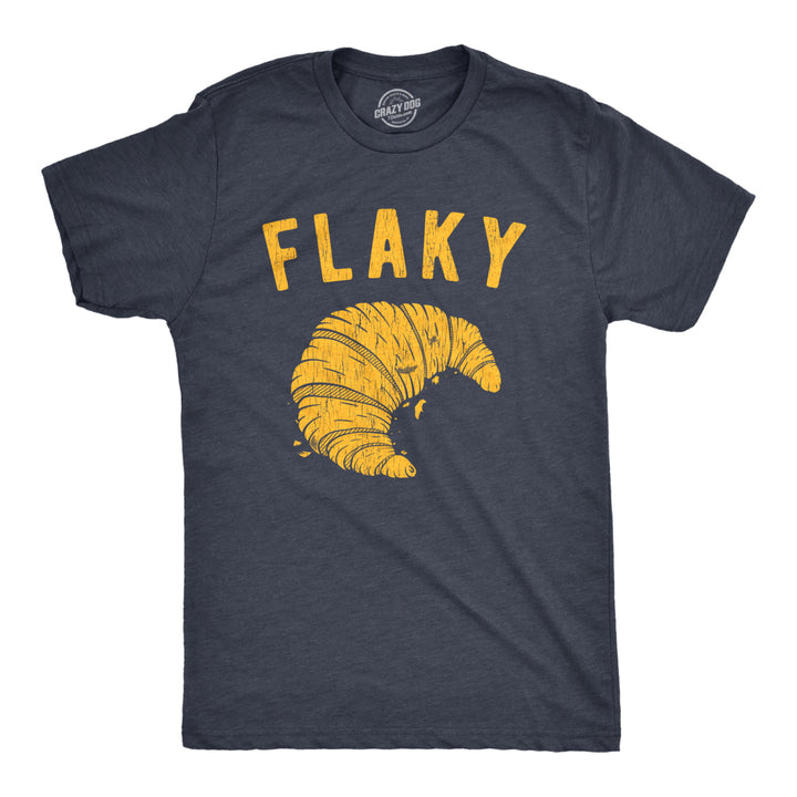 Mens Flaky Tshirt Funny Croissant Crumbs Novelty Food Graphic Tee For Guys Image 1