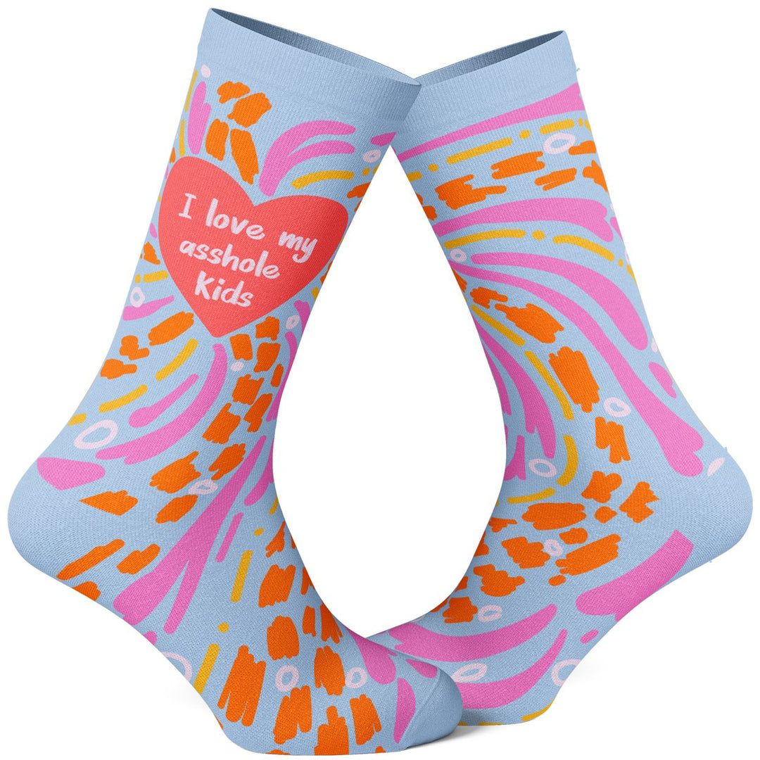 Womens I Love My Asshole Kids Socks Funny Mothers Day Parenting Heart Novelty Graphic Footwear Image 1