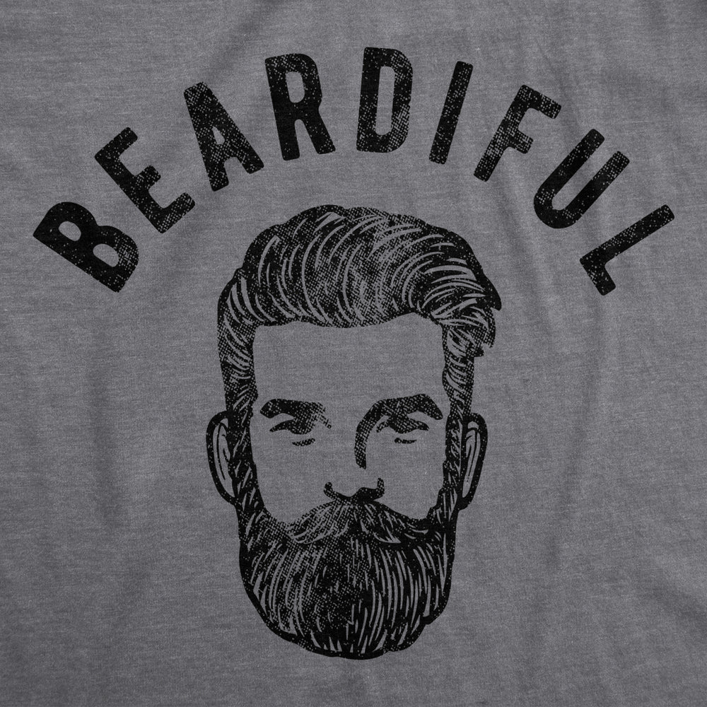 Mens Beardiful Tshirt Funny Good Looking Facial Hair Novelty Handsome Graphic Tee For Guys Image 2