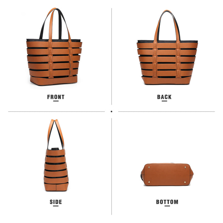 2-In-1 Medium Striped Tote Women Handbags Image 11