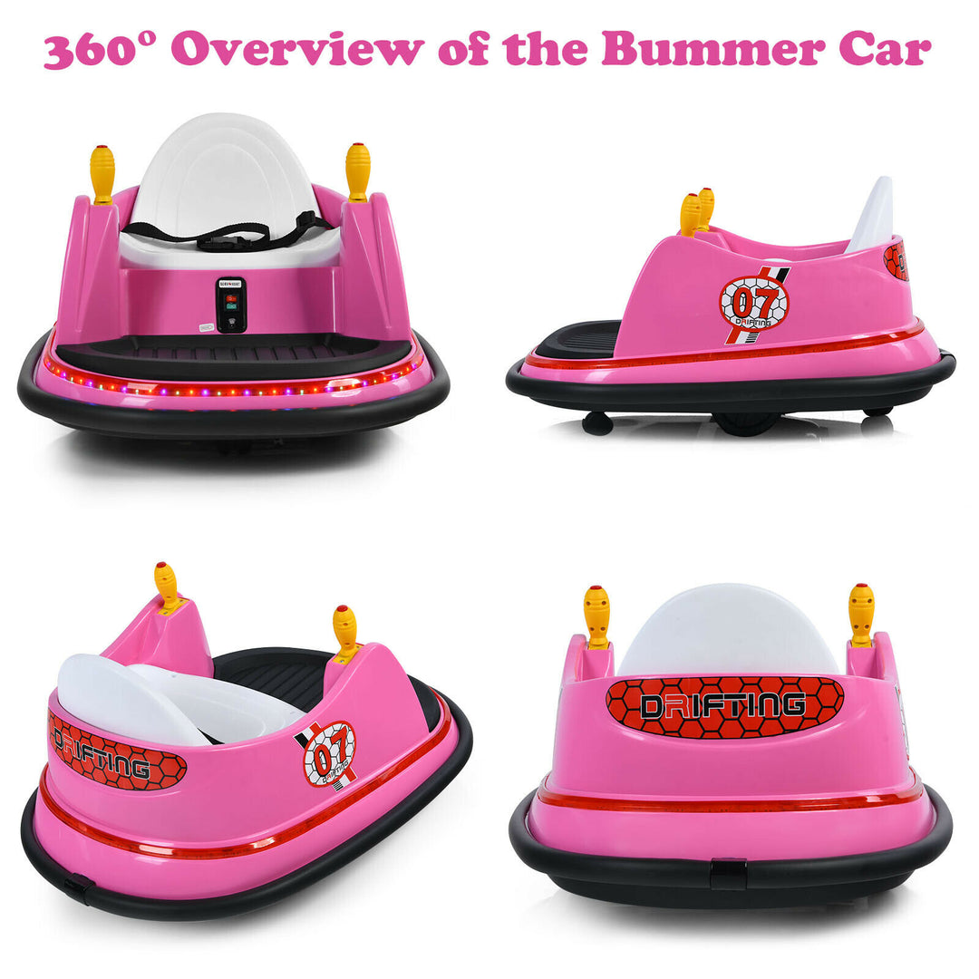 6V Vehicle 360 Spin Race Toy Kids Ride On Bumper Car w/ Remote Control Pink Image 2