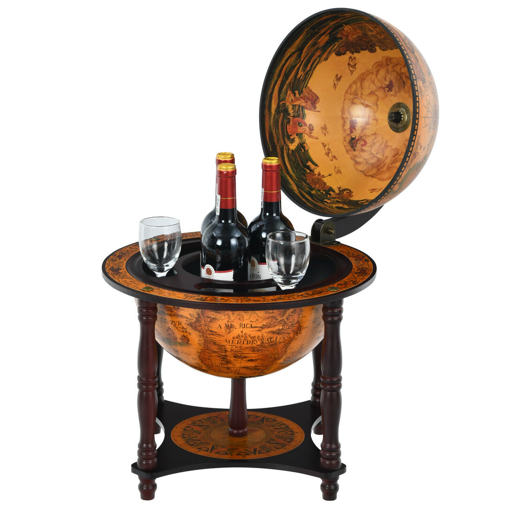 23" Tabletop Globe Bar Wine Cabinet 16th Century Nautical Map Wine Stand Image 2