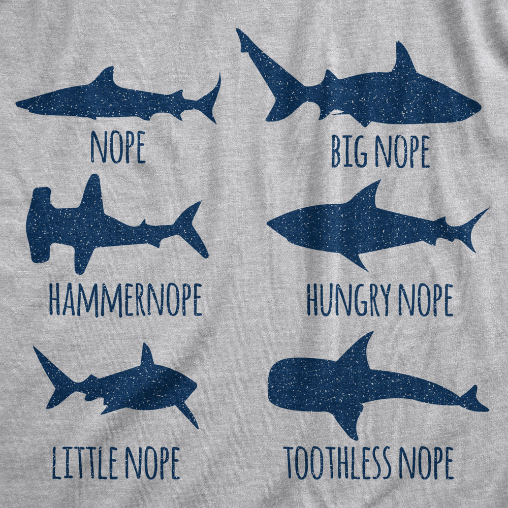 Womens Shark Nope Tshirt Funny Fear Of Sharks Breeds Graphic Novelty Tee For Ladies Image 2