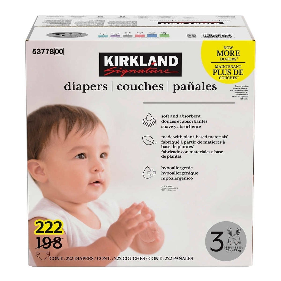 Kirkland Signature Diapers Size 3 (16-28 Pounds) 222 Count Image 1