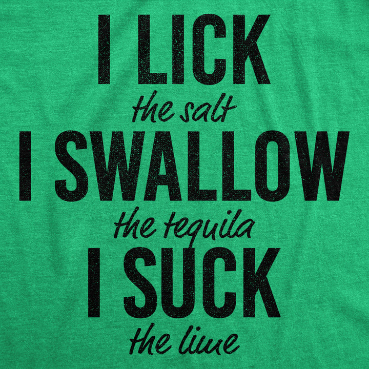 Womens Lick Swallow Suck Tshirt Funny Tequila Drinking Salt Lime Graphic Novelty Tee For Ladies Image 2