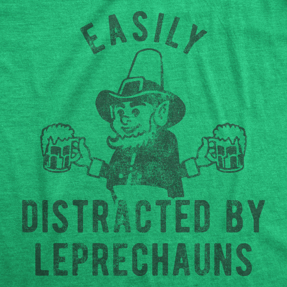 Mens Easily Distracted By Leprechauns Tshirt Funny Saint Patricks Day Parade Novelty Graphic Tee For Guys Image 2