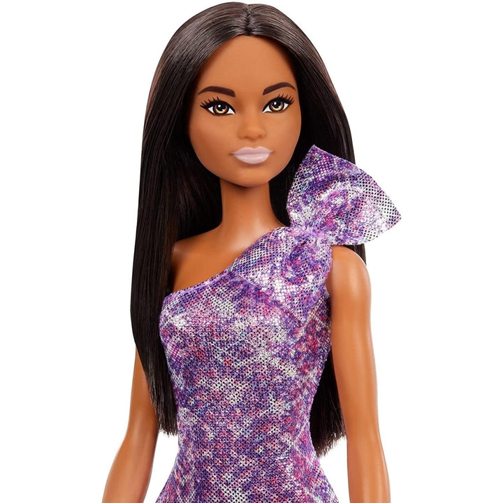 Barbie Glitz Doll Glitter Purple Dress African American Fashion Watch Mattel Image 3