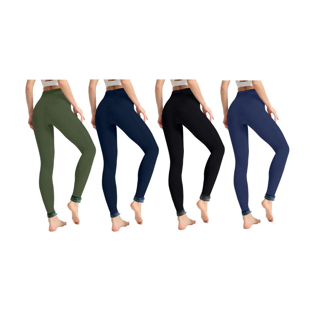 4-Pack: Womens Winter Warm Thick faux Lined Thermal Leggings (S-2XL) Image 3