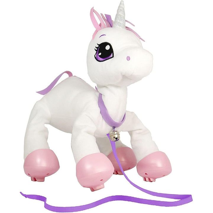 Mighty Mojo Peppy Pets Walking Unicorn White Interactive Toy No Batteries Required Image 1