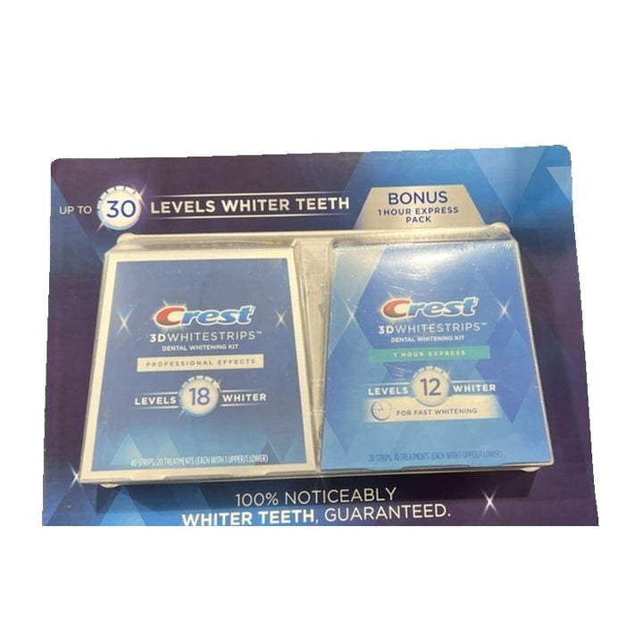 Crest 3D Whitestrips (40 Count) with Bonus 1 Hour Express Pack (20 Count) Image 1