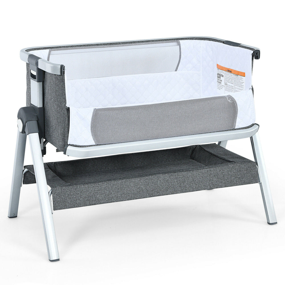 Baby Bassinet Bedside Sleeper w/Storage Basket and Wheel for Newborn Image 2