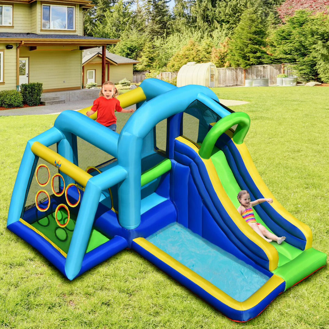 Inflatable Bouncer Climbing Bounce House Kids Slide Park Ball Pit w/ 750W Blower Image 3