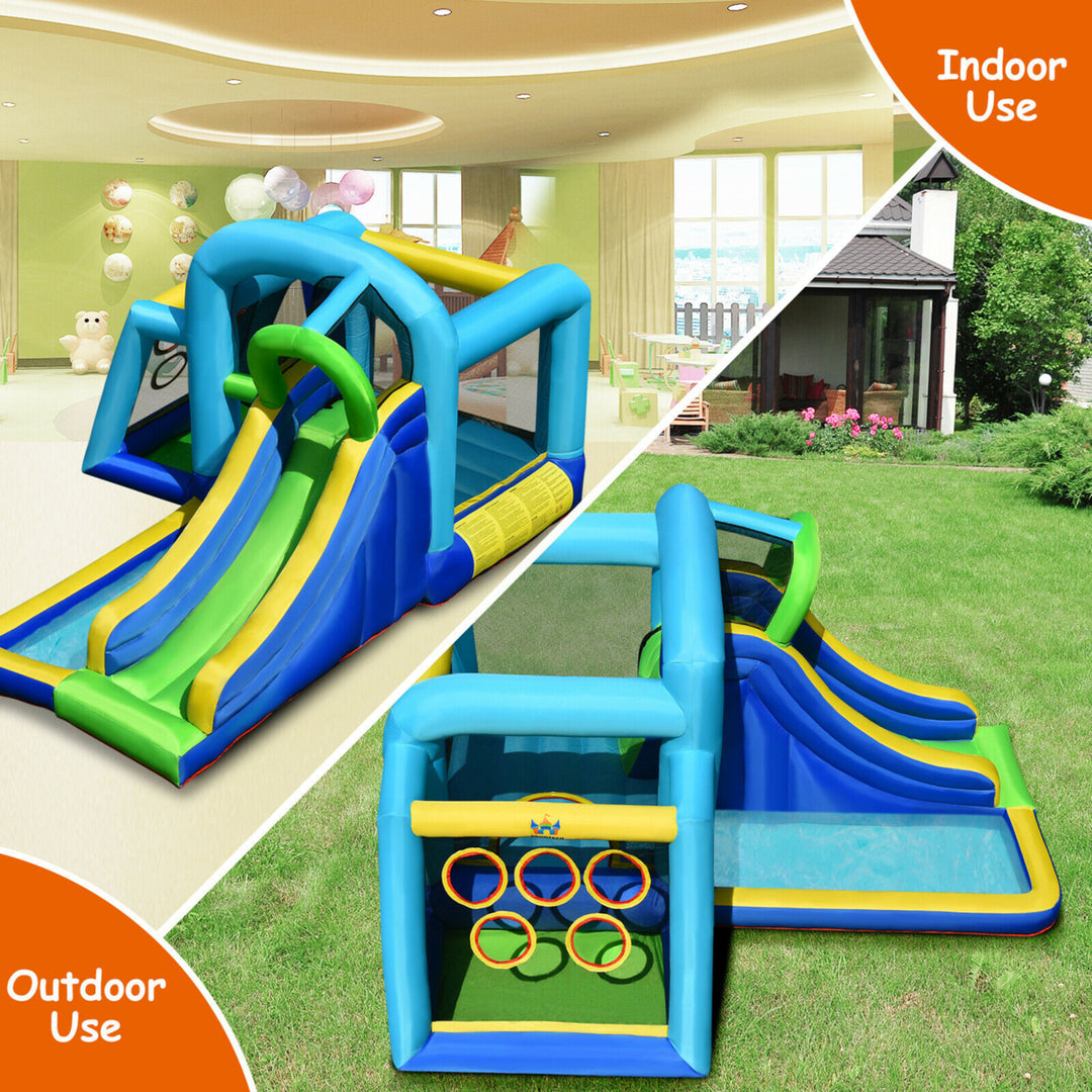 Inflatable Bouncer Climbing Bounce House Kids Slide Park Ball Pit w/ 750W Blower Image 4