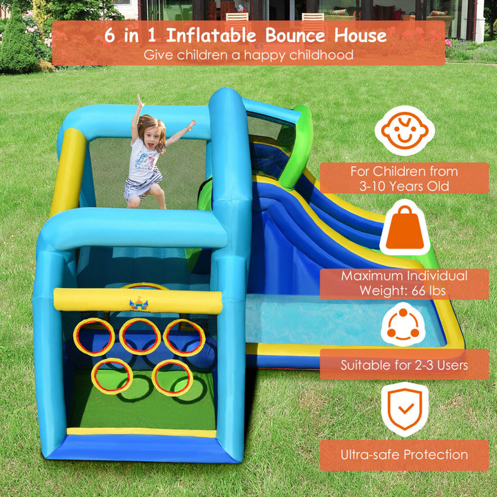 Inflatable Bouncer Climbing Bounce House Kids Slide Park Ball Pit w/ 750W Blower Image 4