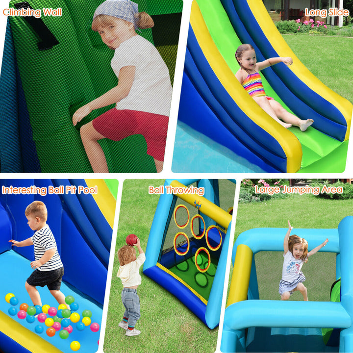 Inflatable Bouncer Climbing Bounce House Kids Slide Park Ball Pit w/ 750W Blower Image 6