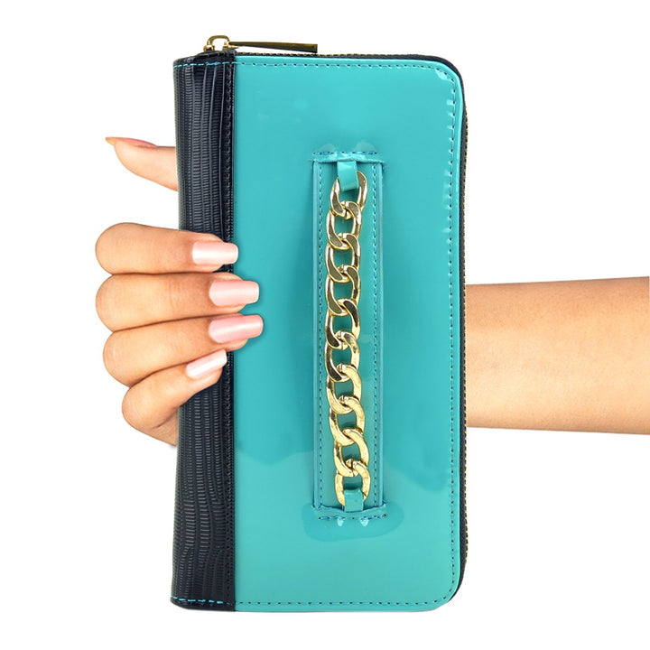 Womens Faux Leather Wallet RFID Blocking Small Wristlet 12 Credit Card Slots Image 1