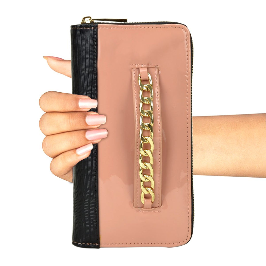 Womens Faux Leather Wallet RFID Blocking Small Wristlet 12 Credit Card Slots Image 1