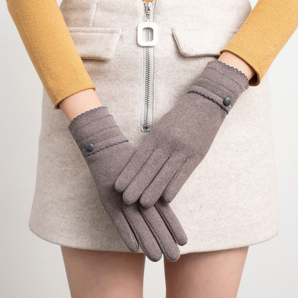 Womens Velvet Warm Touch Screen Gloves Image 2