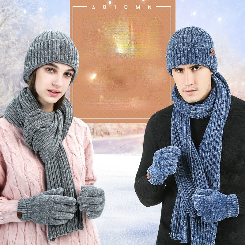 Three-piece Set Of Warm Scarf, Hat And Gloves Image 1