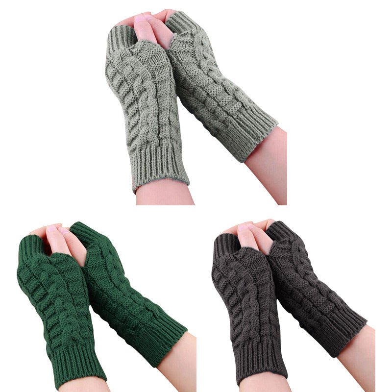 Winter Fingerless Female Computer Short Gloves Image 1