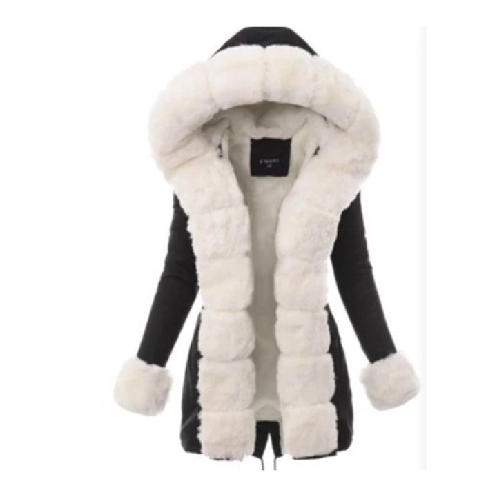 Womens Thermal Jacket Hooded Coat faux Collar Cotton Image 1