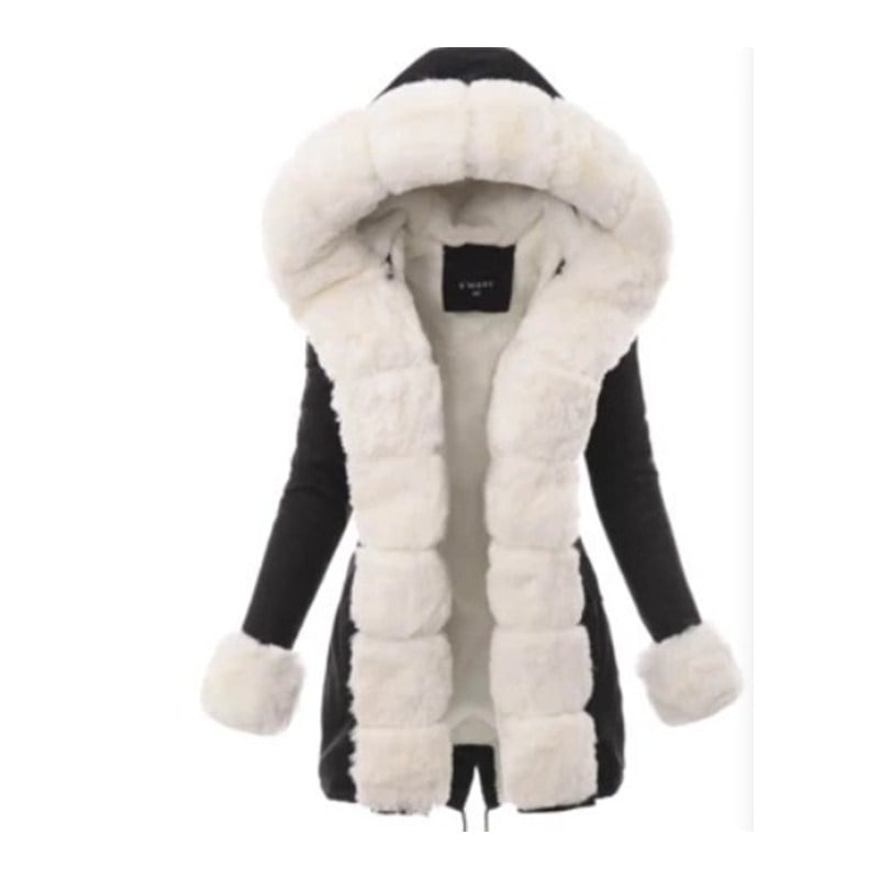 Womens Thermal Jacket Hooded Coat faux Collar Cotton Image 2