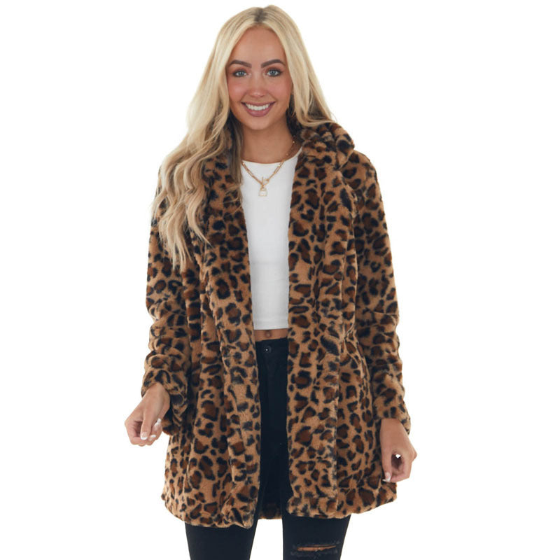 Leopard Print Womens Fashion Faux faux Coat Image 1