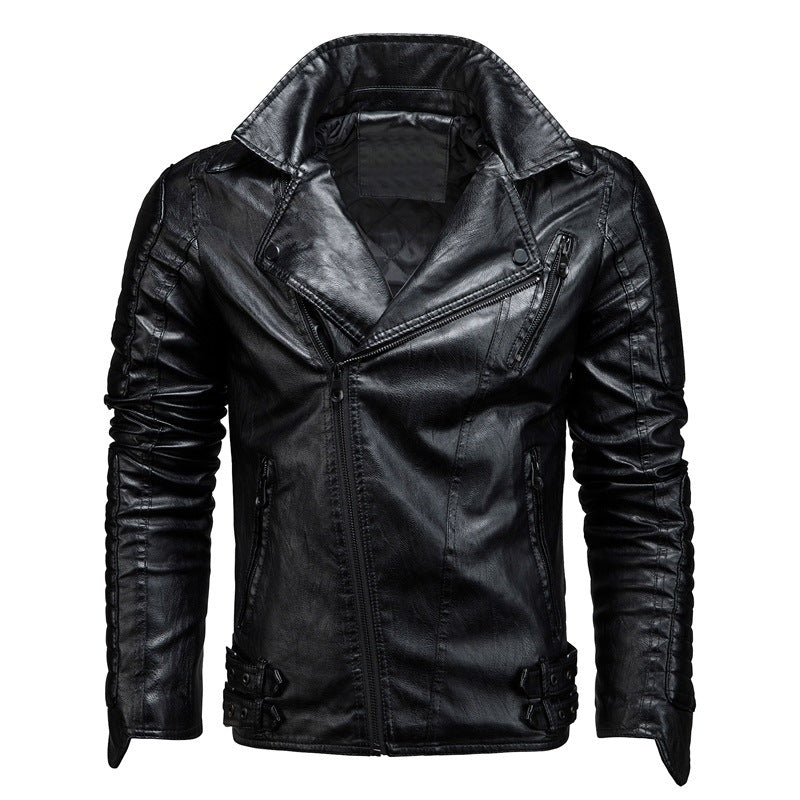 Mens PU Leather Jacket Racing Motorcycle Suit Image 1