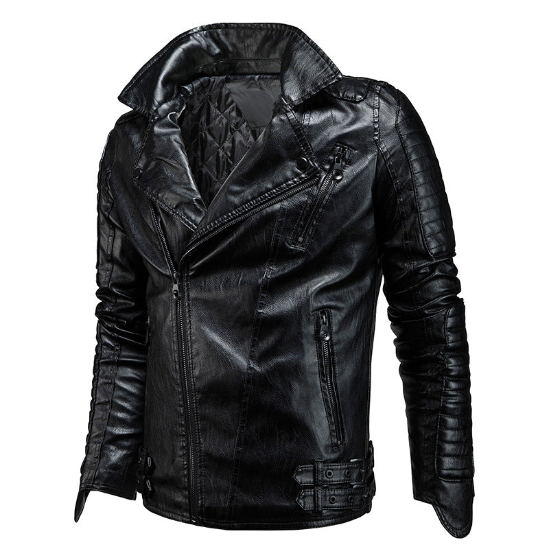 Mens PU Leather Jacket Racing Motorcycle Suit Image 2