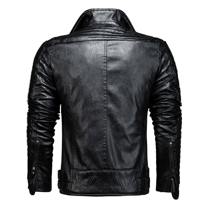 Mens PU Leather Jacket Racing Motorcycle Suit Image 3
