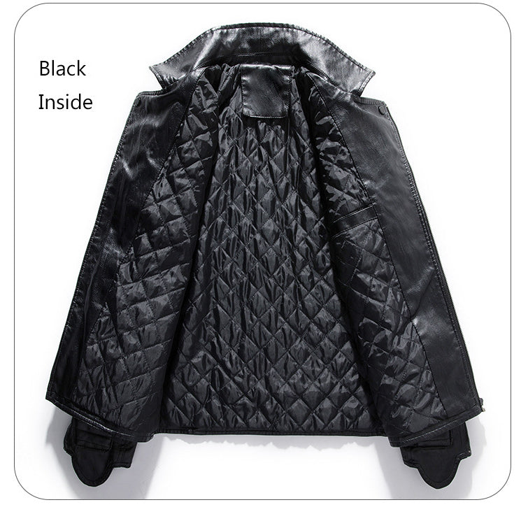 Mens PU Leather Jacket Racing Motorcycle Suit Image 4