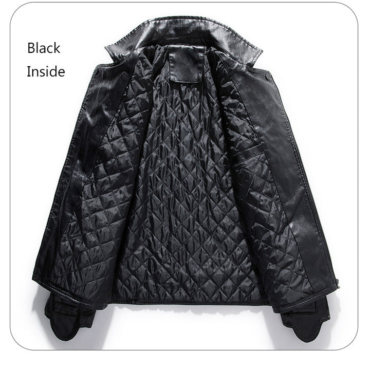 Mens PU Leather Jacket Racing Motorcycle Suit Image 4