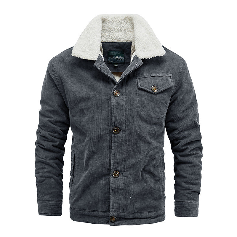 Mens Cotton-padded Jacket With Corduroy faux Collar Image 1