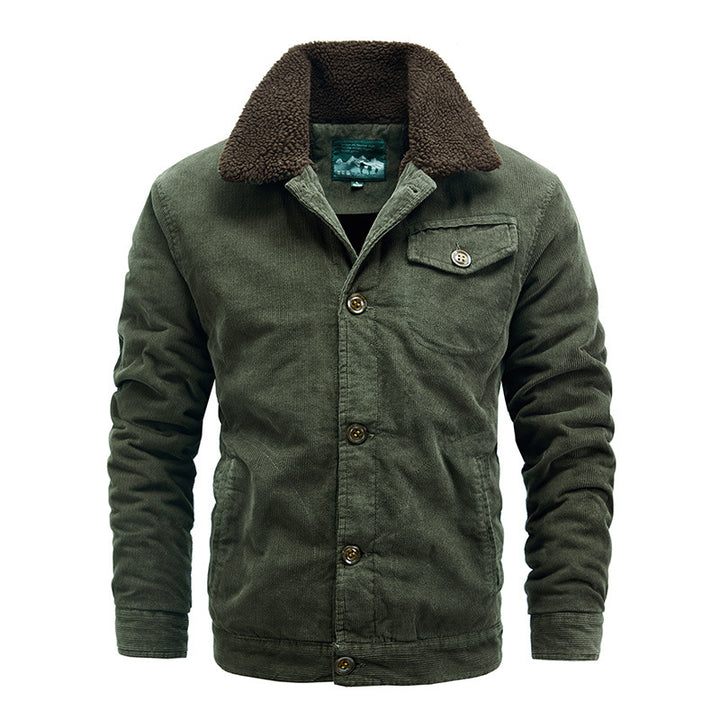Mens Cotton-padded Jacket With Corduroy faux Collar Image 3