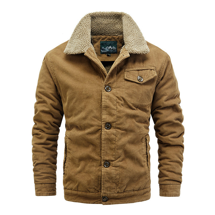 Mens Cotton-padded Jacket With Corduroy faux Collar Image 9