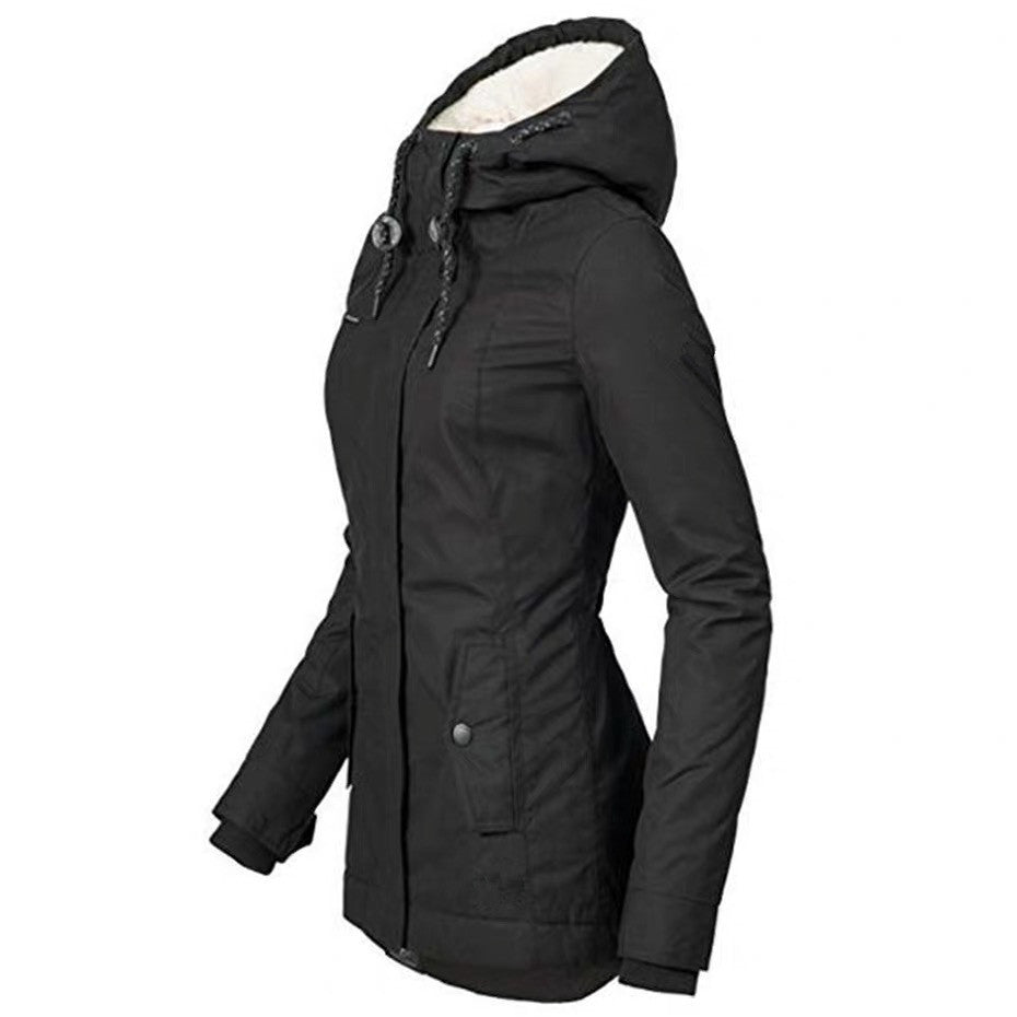 Womens Plush Hooded Padded Jacket Image 3