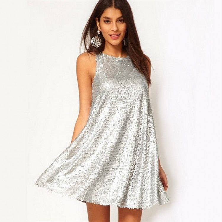 Sparkling Sequin Wrapped Dress With Big Swing Image 1