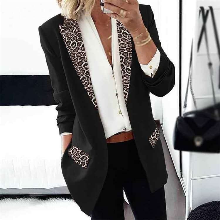 Womens Casual Fashion Leopard Print Small Suit Image 4