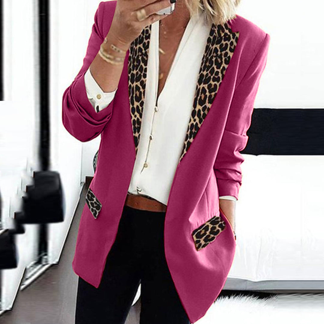 Womens Casual Fashion Leopard Print Small Suit Image 7