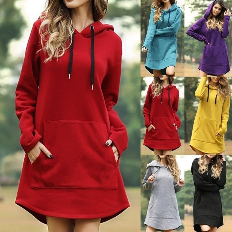 Casual Solid Color Hooded Womens Sweater Image 1