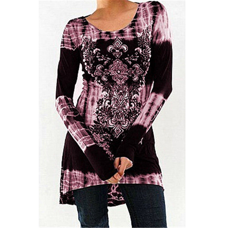 Round Neck Casual Printing Long-sleeved Dress Image 2